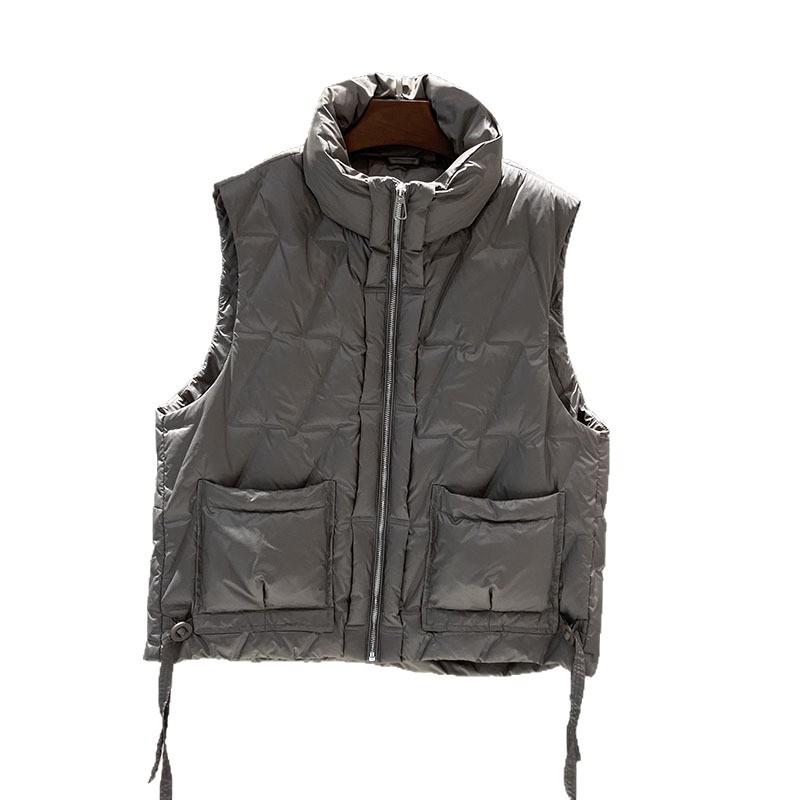 White duck down jacket, vest women's short models, new models, slim-fit temperament, warm vest, fashion coat tide