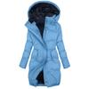 Women's Fashion Solid Color Long Sleeved Hooded Long Zipper Cotton Jacket Warm Coat Down Jacket