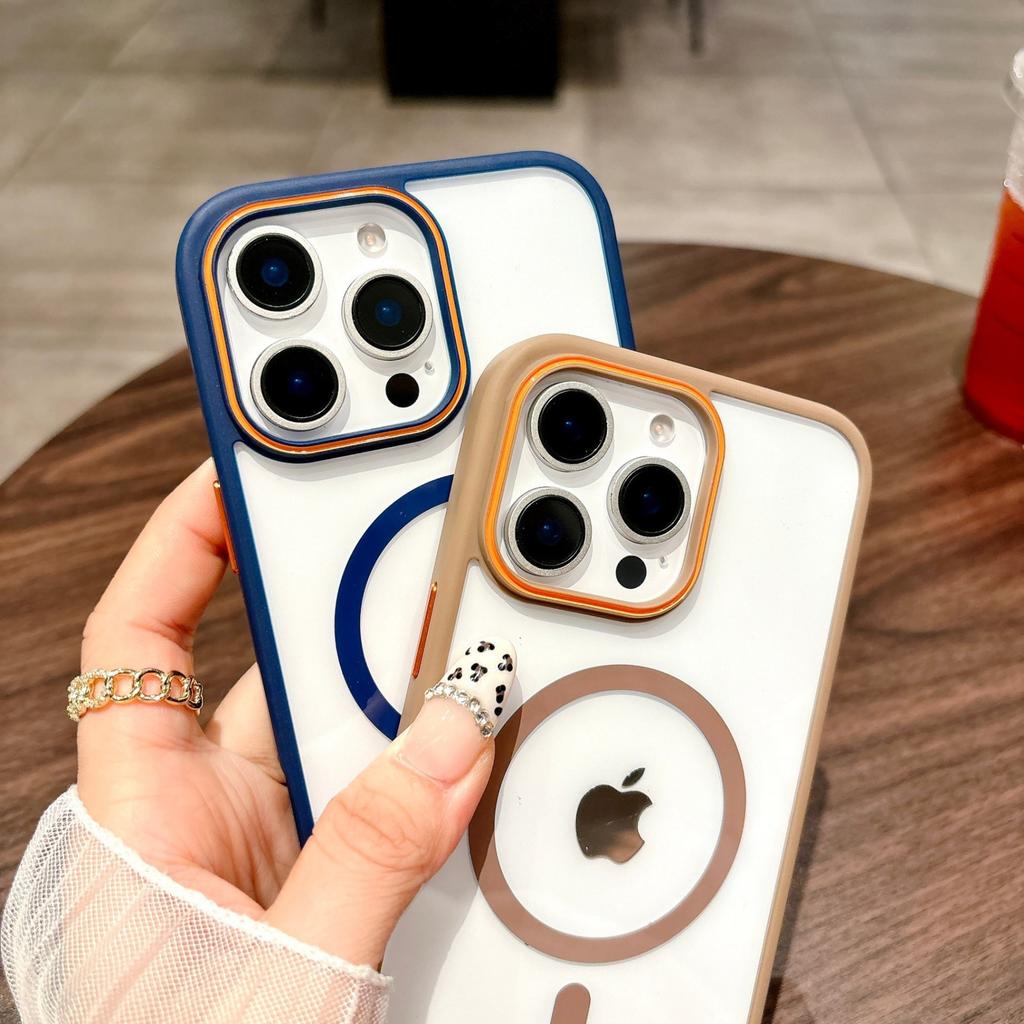 Contrast Color Suitable for Apple 16promax Mobile Phone Case Magsafe Magnetic Charging IPhone15 14 Transparent Ip13