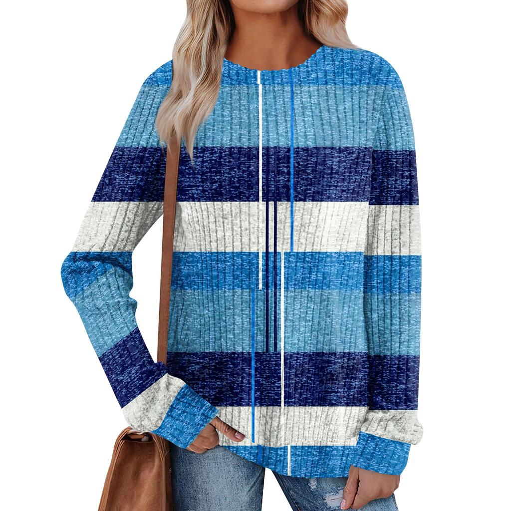 Women's Printed Lightweight Brushed-Cotton Round Neck Top