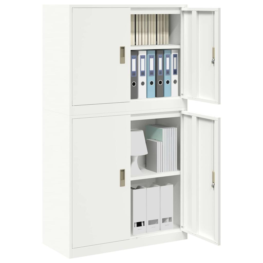 Storage Cabinet 2 pcs White 90 x 40 x 160 cm Steel