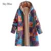 Fashion Vintage Wind Coat New Winter Women's Cotton and Linen Printed Hoodie Warm Medium-length Small Fragrant Wind Plush Coat