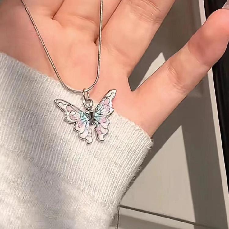 Butterfly Necklace Korean Style Butterflies Snake Bone Chain Statement Jewelry