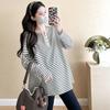 Pregnant Women's Spring Top Fashion Striped V-neck Loose and Versatile Slimming Pregnant Women's Long Sleeved T-shirt