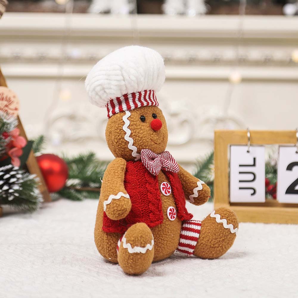 Christmas Decor Doll Cartoon Sitting Position Gingerbread Figure Tabletop Children Gift Party Holiday Decor Props Christmas