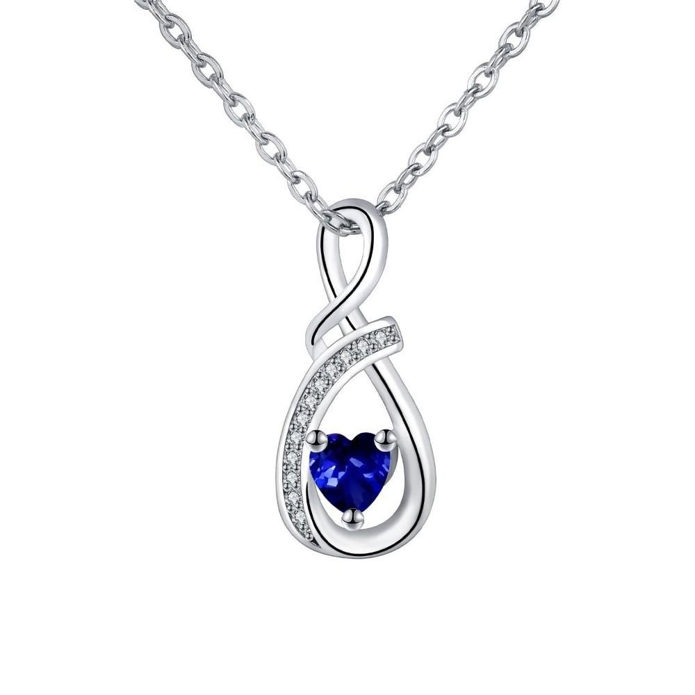 Birthstone Accent Infinity Heart Necklace Zircon Inlay Fashion Necklace Birthday Anniversary Gift