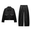 25 Spring New Women's Clothing Denim Effect Long Sleeves Jacket Outwear 2196500 Mid Waist Pleated Pants 6929213
