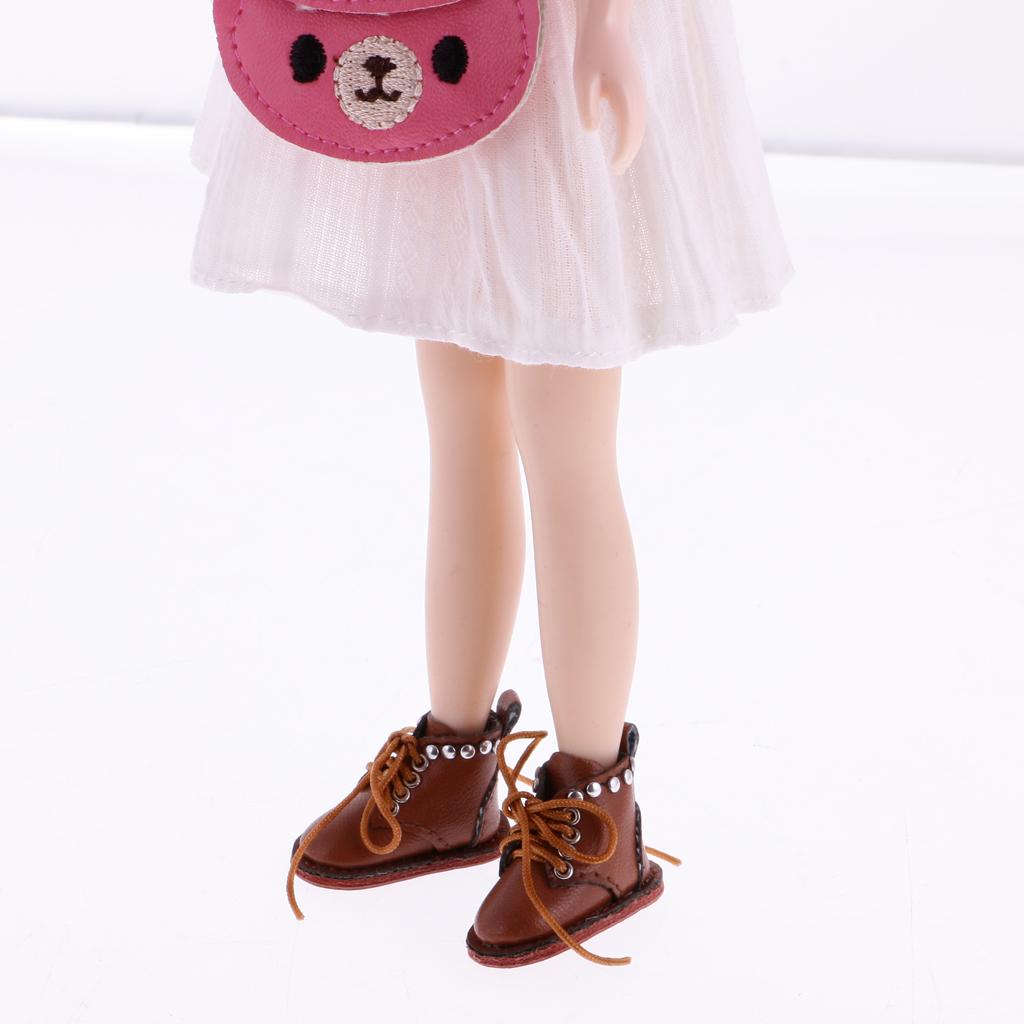 Fashion Floral Sleeveless Dress & PU Leather Boots Shoes for 12'' Doll Costume ACCS