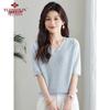 Women's V-Neck Ice Silk Short Sleeve Knit Top