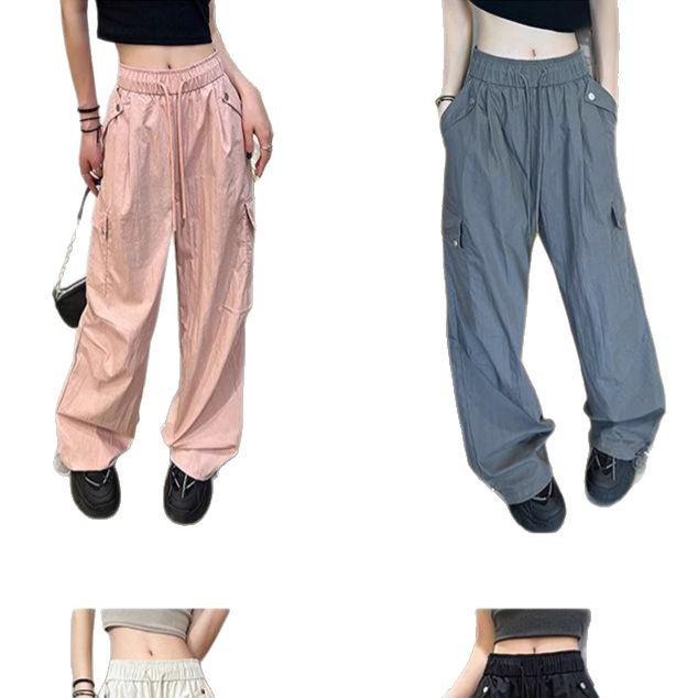 Women's Quick-Dry White Ice Silk Wide-Leg Cargo Pants - Summer 2025 Mountaineering Style