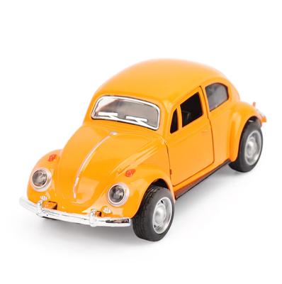 Non-Toxic 1:36 Alloy Pull-Back Beetle Car Toy - Double Door Trolley Modelcollectible Diecast Vehicle For Children Kids (Durable Metal Body)