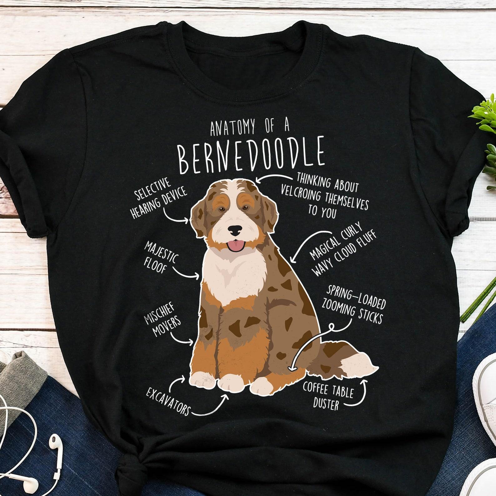 Bernedoodle Shirt, Chocolate Merle Bernedoodle Dog Lover Gift, Funny Cute Doodle T-shirt Poodle Mix Cross Tshirt Mom Dad Red Merle 130
