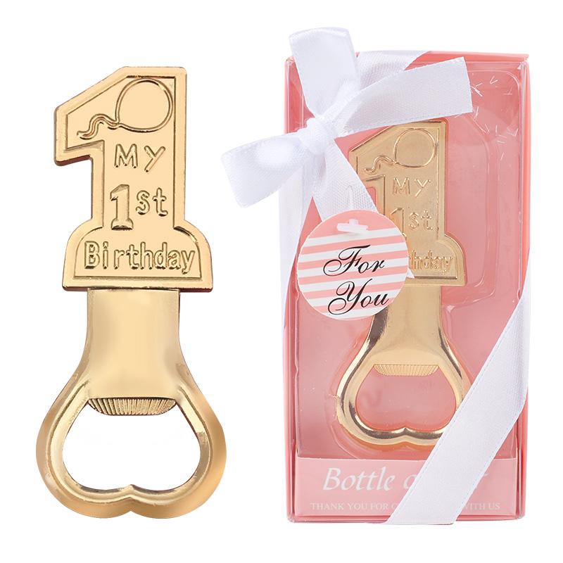 1st Birthday Gold Bottle Opener Gifts for Guest Boy Girl One Year Birthday Party Decoration Souvenir Baby Shower Favors Supply