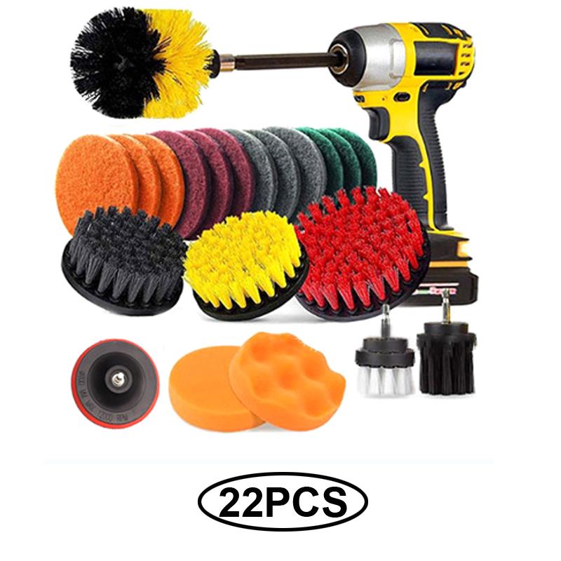 Car Detailig Brushes Set Drill Brush Attachment Set Heavy Duty Power Scrubber Brushes for Bathroom Kitchen Auto Cleaing Supplies