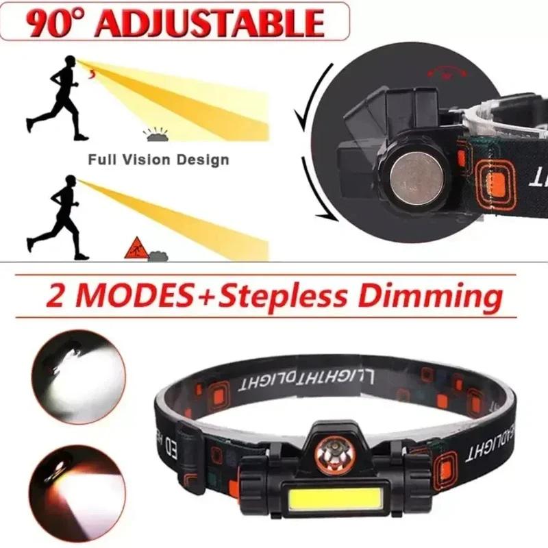 Powerful LED Headlamp, Long Battery Life Magnetic Fishing Light, Rechargeable Waterproof Headlight for Camping Hiking Cycling