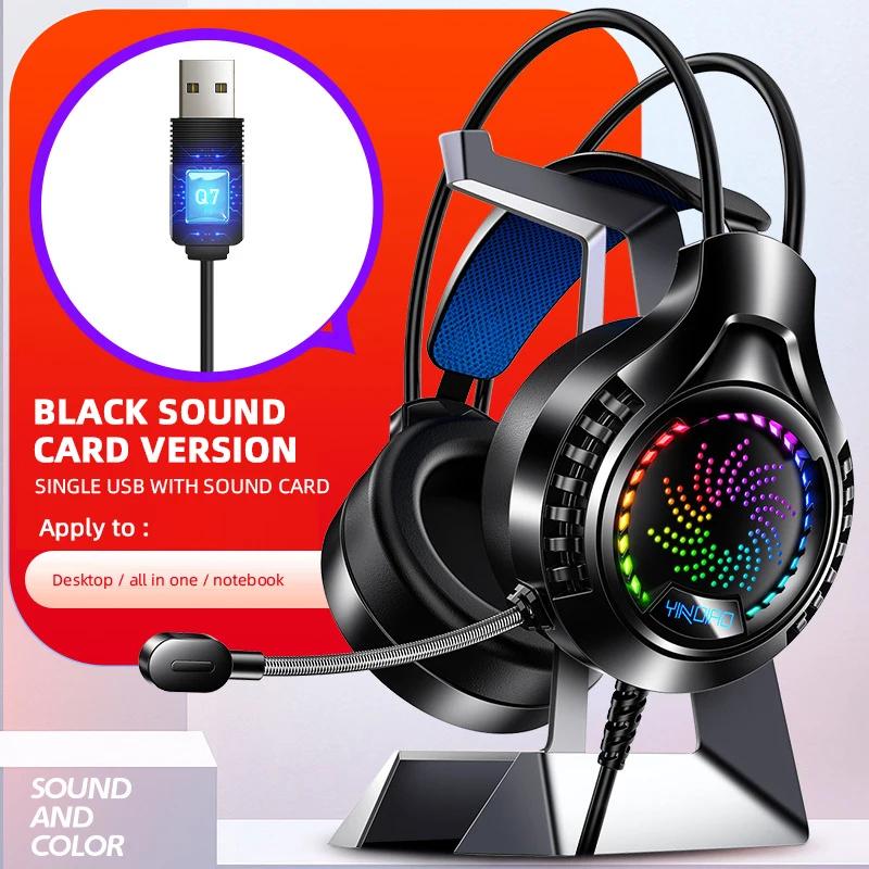 Ze sterowaniem głośnością mikrofonu Słuchawki do gier PC 3,5 mm Podświetlenie LED Przewodowe Nauszne Słuchawki dla graczy Stereo Zestaw słuchawkowy do gier