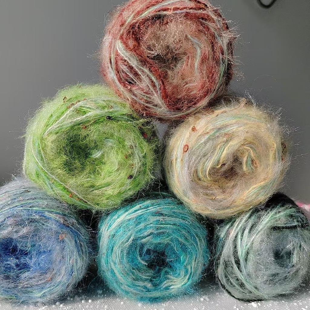 Monica Rose Style Yarn 50gx2pcs Hand Knitting Crochet Bulk Thick Plush Puffy Fancy Blended Yarns Knitting Thread DIY Knitting