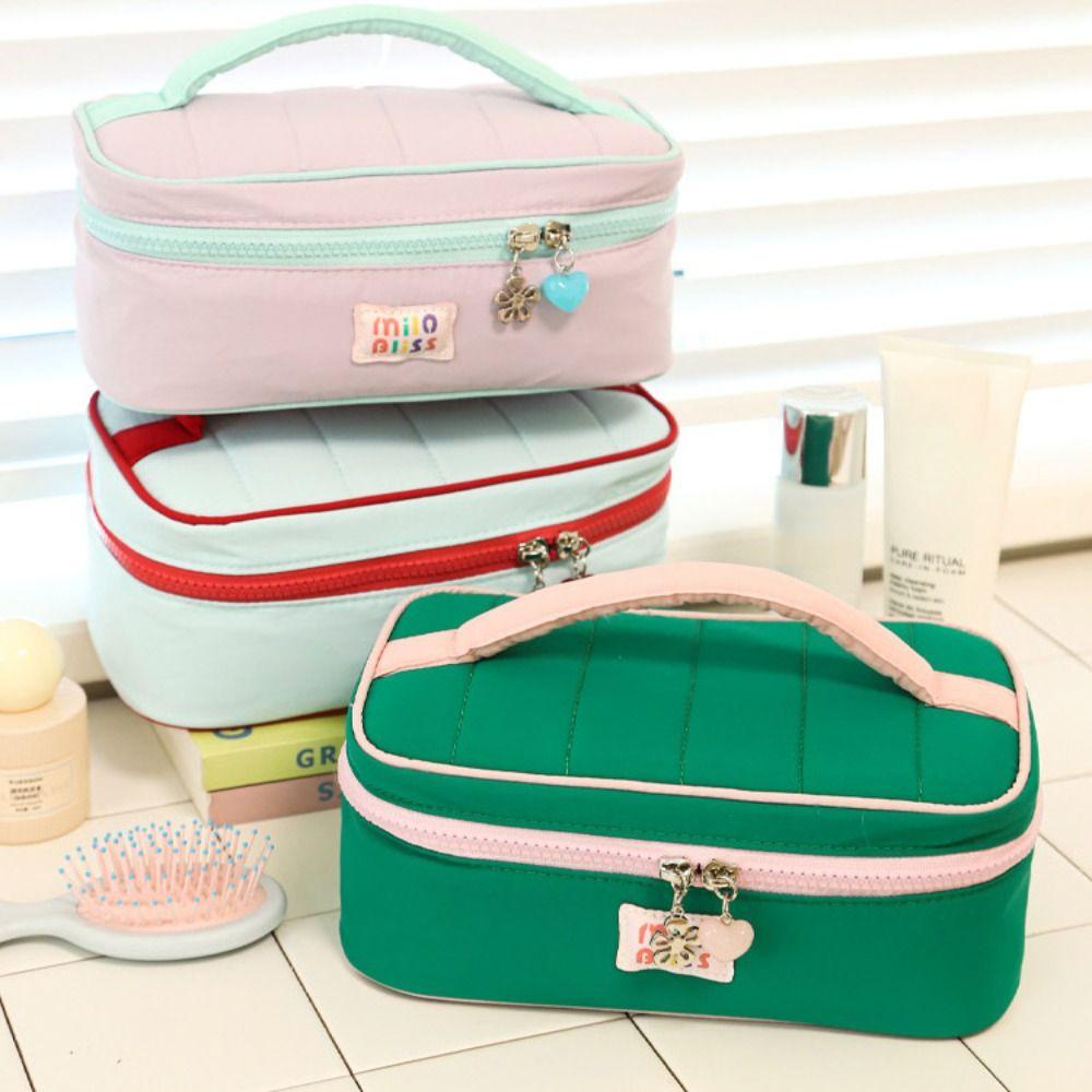 Handbag Contrast Color Cosmetic Bag Macaron Color Toiletries Bag Sweet Fresh Makeup Bags  Student