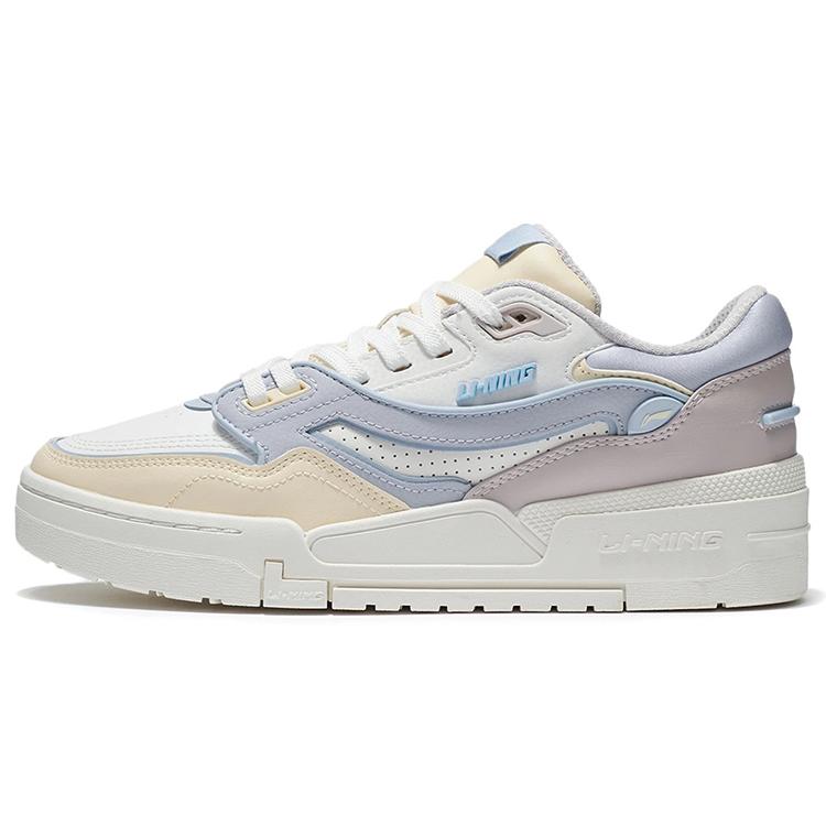 New LiNing 001 BTC Btc Anti Slip Wear Resistant Low Top Skateboard Shoes Women's White Purple AGCS024-1