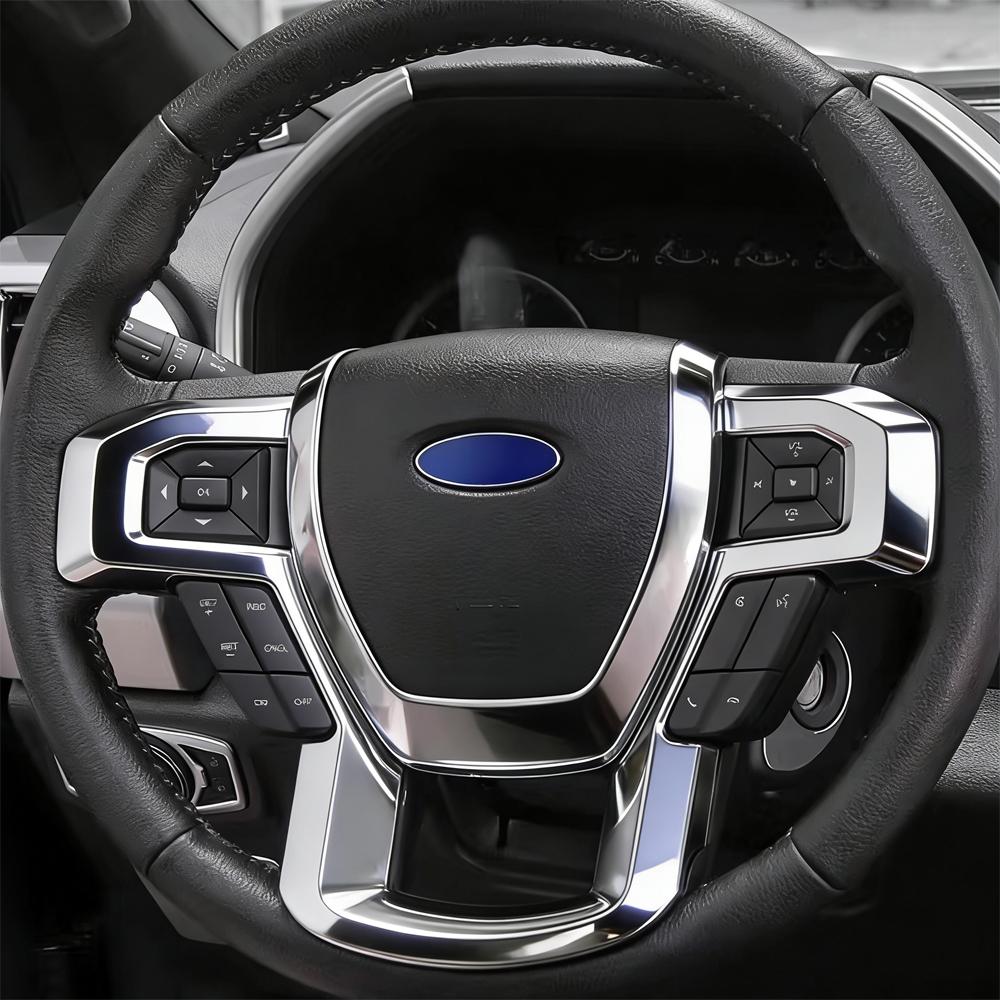 Car Steering Wheel Trim Cover Sticker for Ford F150 2015-2020 for F250 F350 2017-2022 Steering Wheel Molding Car Styling Acc