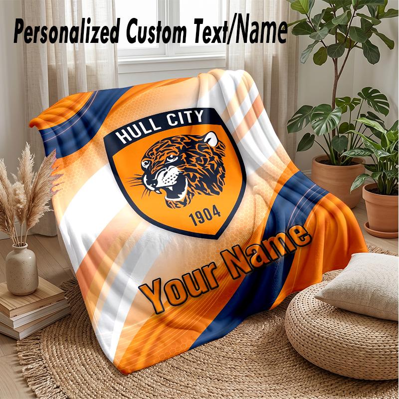 Couverture Plaid Personnalisée Hull FC Imprimez Votre Nom Texte Couverture Douce Chaude Cadeau de Fête