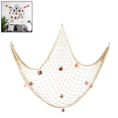 Decorative Fishing Net Wall Decor with Seashells Nautical Style Wall Hangings Ornament