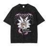 2026 Hot Digimon Anime War Greymon Angemon Canotte Vintage Lavato Maglietta Uomo Donna Hip Hop Punk Maglietta Oversize Stampa Girocollo Maglietta Casual