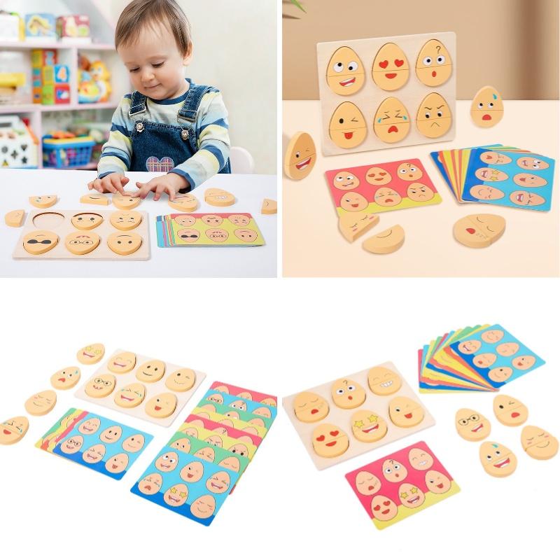 Wooden Emotion Eggs Early Educational Matching Toy For Toddlers And Babies