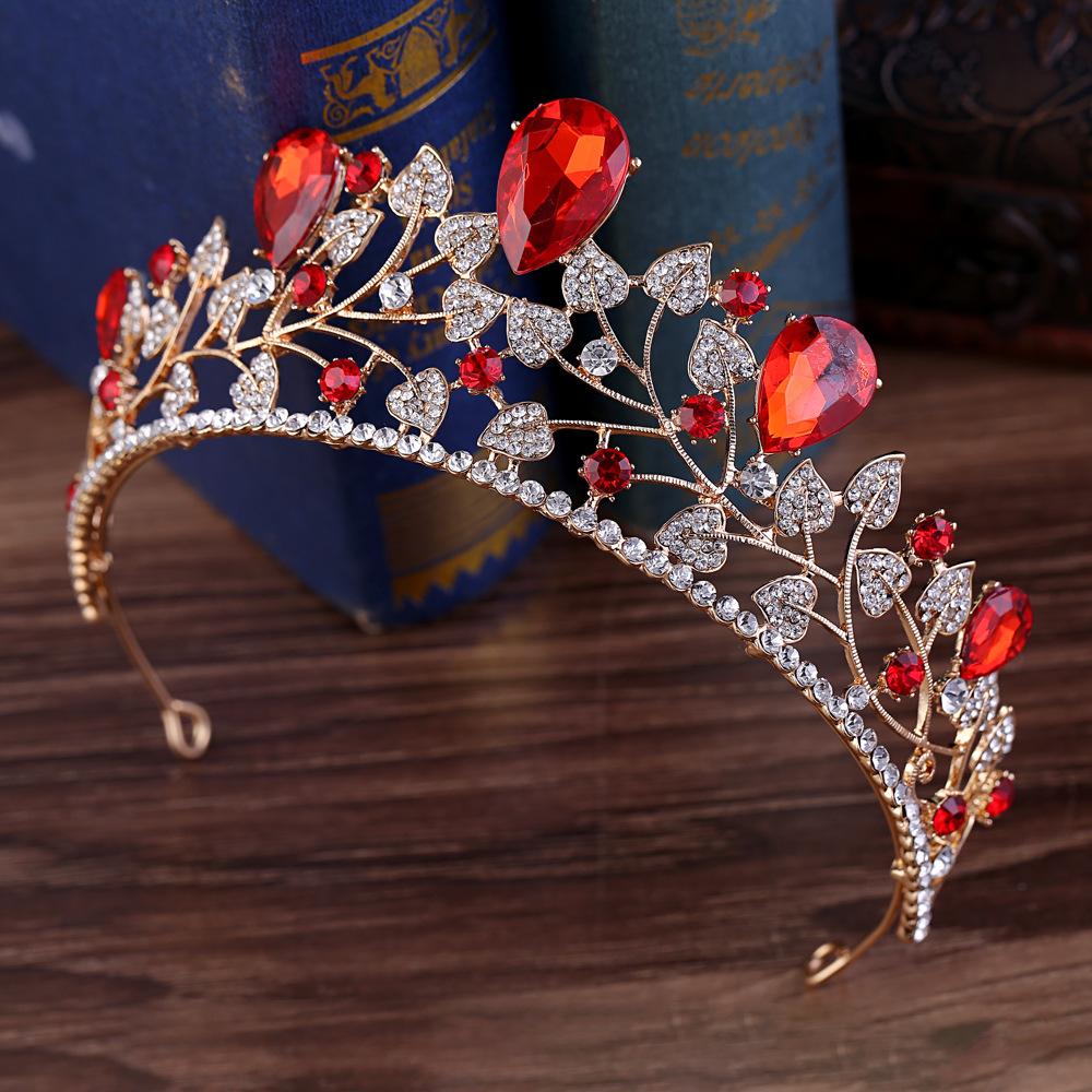 Personalized Style High-end Diamond-encrusted Baroque Wedding Tiara, Wedding Accessories, Leaf Bridal Crown