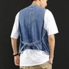 Gilet in denim estivo da uomo stile giapponese da lavoro casual ampio lavato di tendenza giovanile retrò giacca