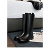 Cowhide Version~ Round Head High Boots Show Thinness and Height, Show Legs Straight Thick-soled Knight Boots Women's Autumn and Winter