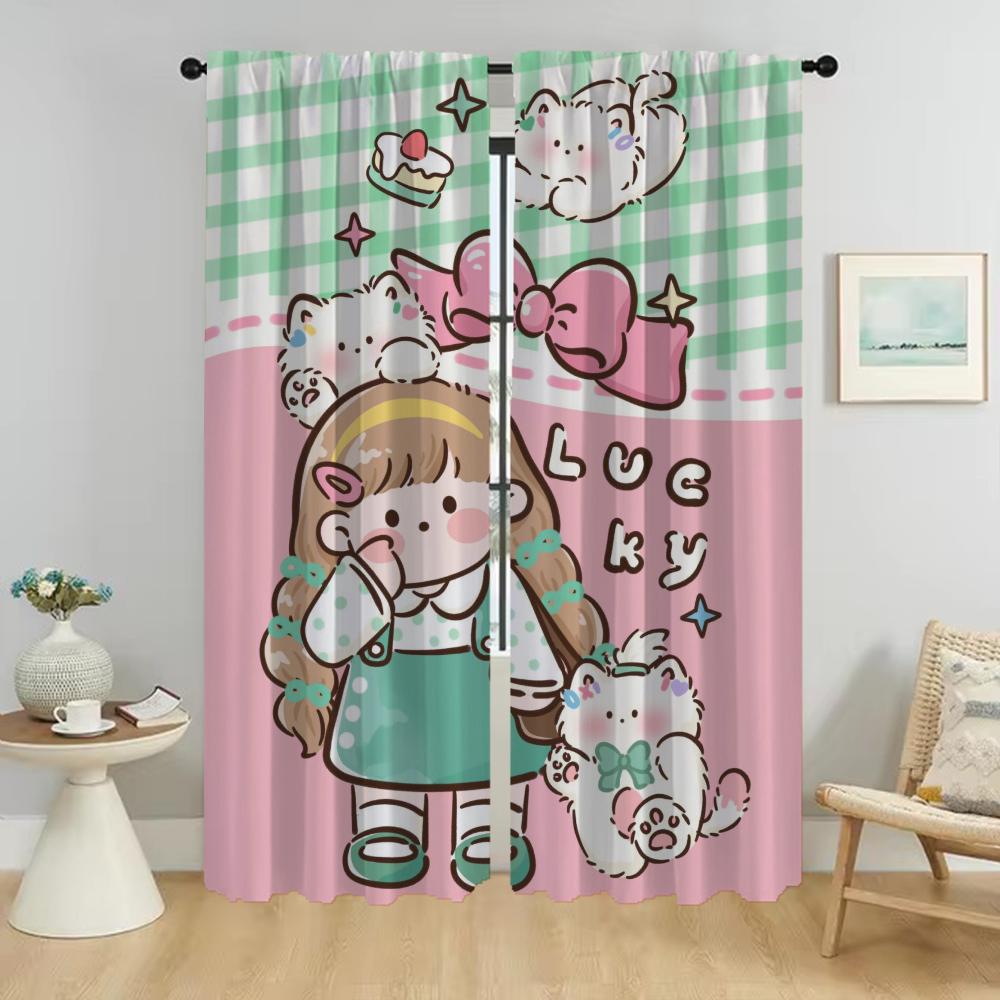 Süße Mädchen Vorhänge Kinderzimmer Halloween Dekoration Jalousien Kamera Fenster Vorhang Tüll Schlafzimmer Mückenschutz Polyester Ideal Für Schlafbereich