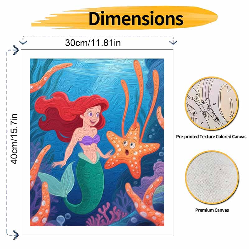 Disney Digital Oil Painting Art Kit Mermaid Underwater Scene Handmade Coloring Painting Home Decor