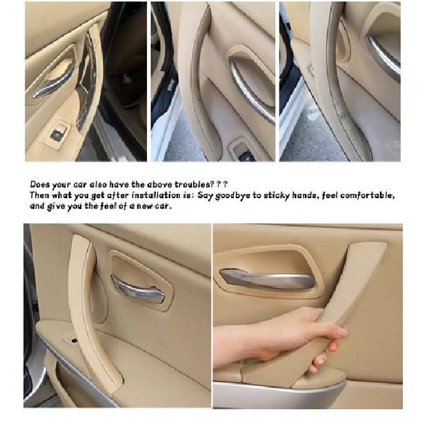 6PCS For BMW 3 Series E90 2005-2012 ABS Beige Inner Door Handle Pull Cover Case