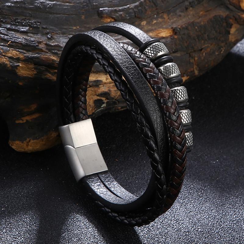 New Men's Leather Bracelet New Style Hand-woven Multi-layer Combination Accessory Fashion Man Jewelry