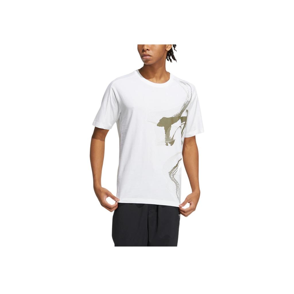 Adidas Graphic Story Casual Breathable Round Neck Sports T-Shirt Men Tops White HE5175