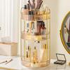 Rotating Vanity Organizer: Multifunctional Cosmetic Shelf for Lipsticks & Brushes
