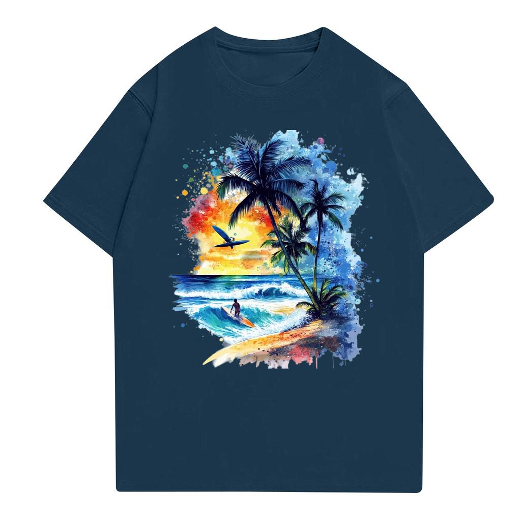 Dámské tričko s kulatým výstřihem pro volný čas s potiskem a krátkým rukávem