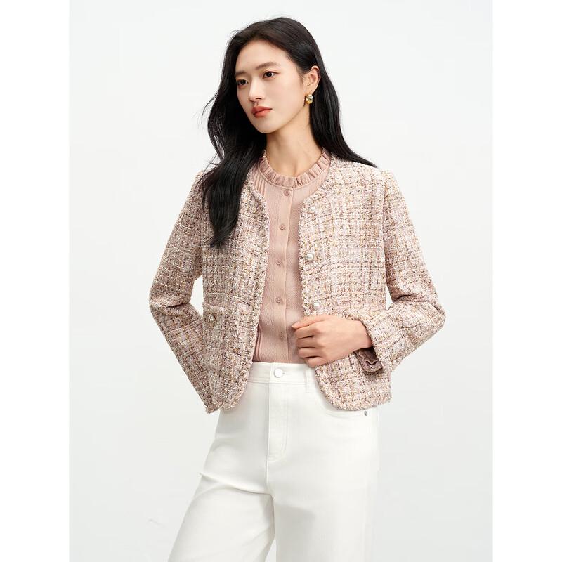 JUZUI Women's Elegant Tweed Short Jacket