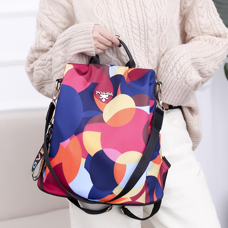 Women's Anti-Theft Printed Oxford Travel Backpack