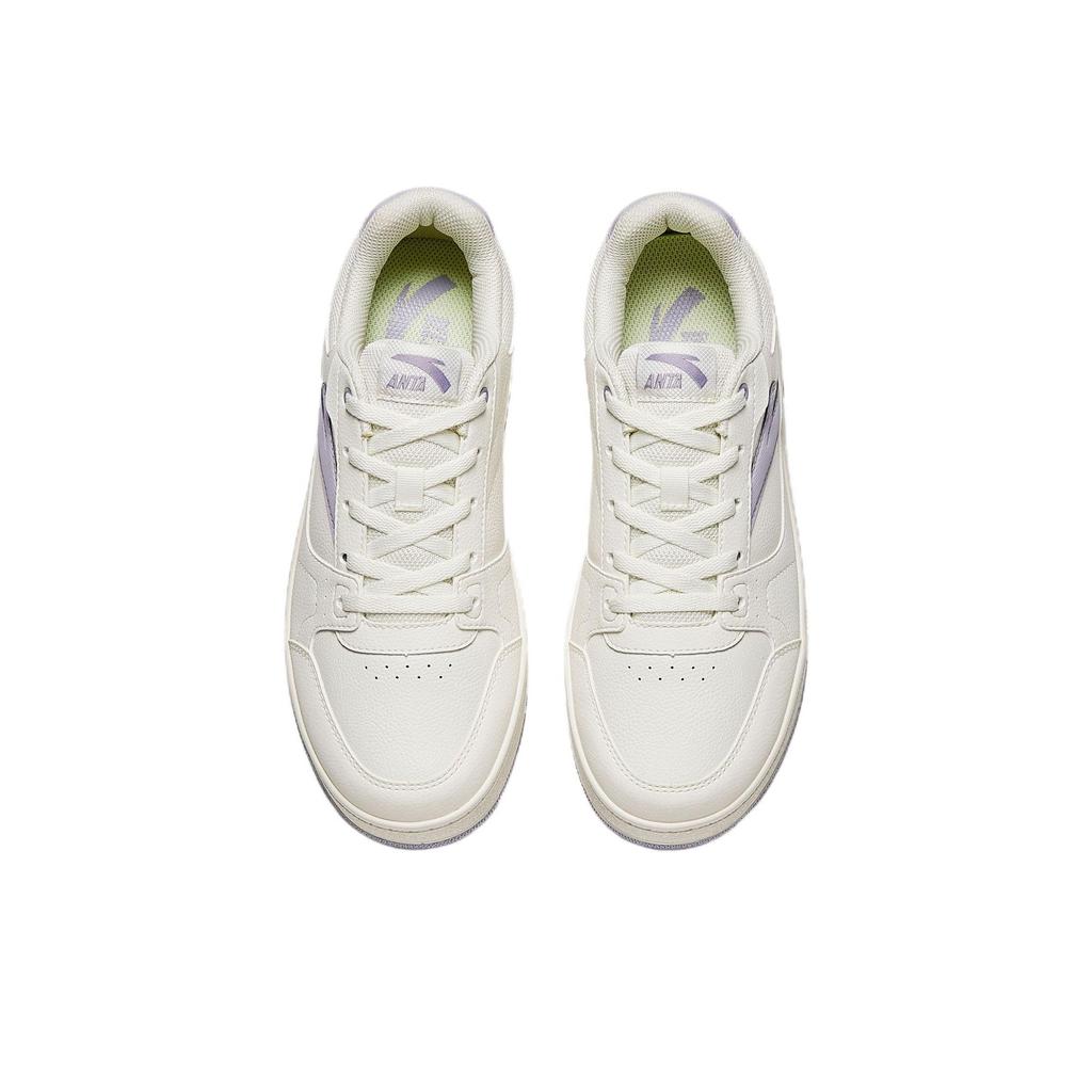 Anta Year 2 Simple Versatile Classic Comfortable Durable Lightweight Low-Top Skate Shoes Women sneaker White Purple 922548068-4
