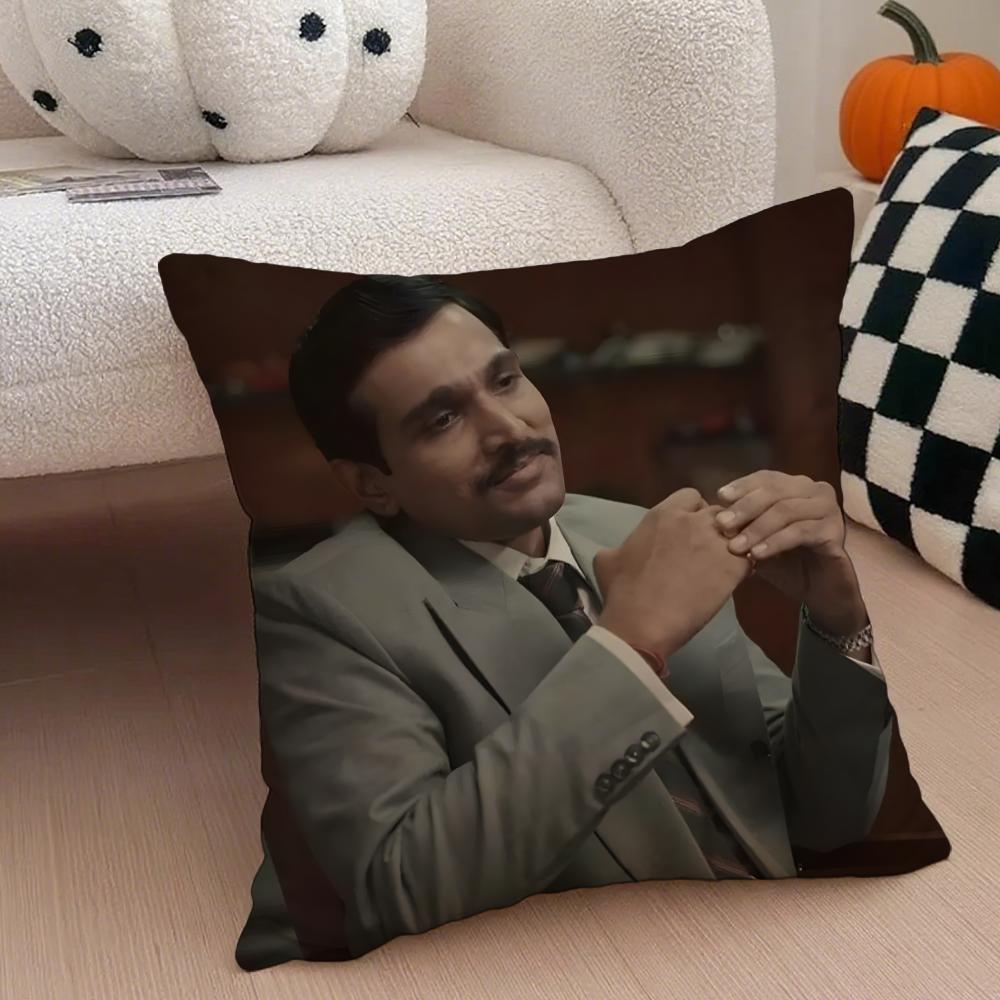 SScam The Harshad Mehta Story Cushion Cover Throw Pillow Cover Hidden Button Durable Polyester Chair Cushion