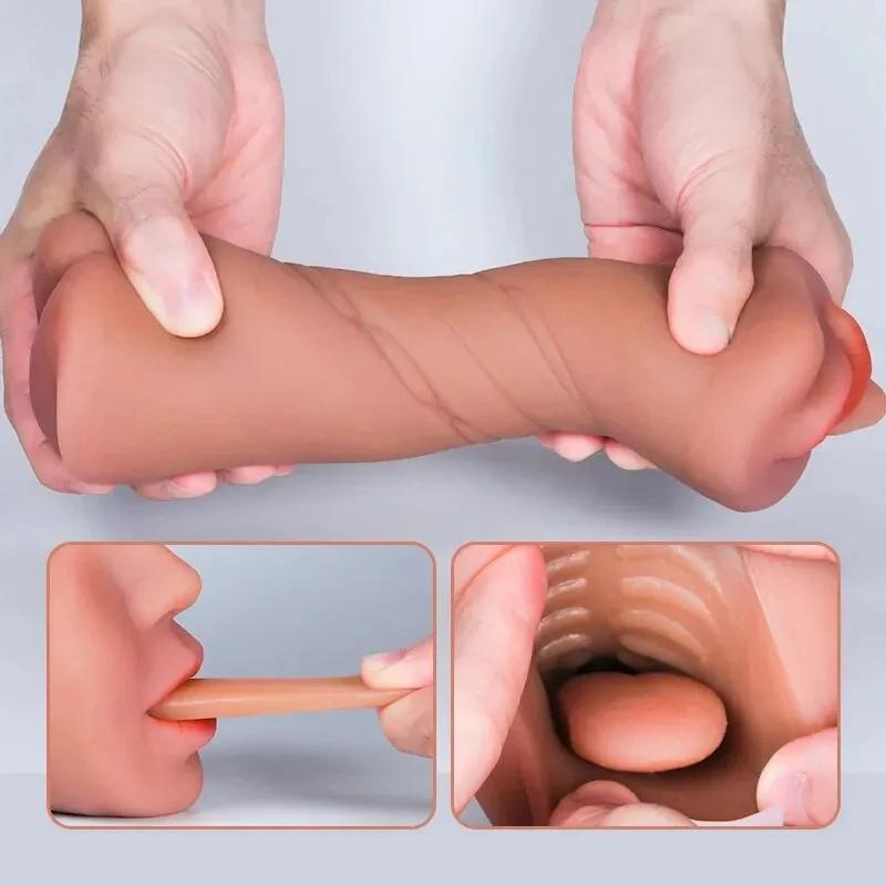3 in 1 Masturbatorbecher für Männer Vagina Pussy Realistisch Eng Künstliche Vagina Anus Sexspielzeug Mund Texturiertes Masturbationswerkzeug für Männer