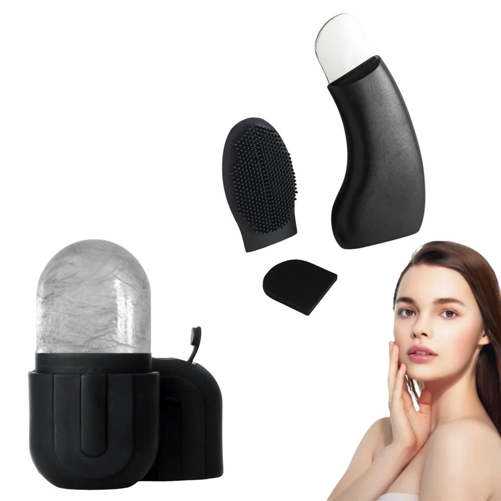 2PCS Face Ice Roller Blackhead Remover Set Silicone Face Lifting Ice Cube Facial Massager Face Scraper Beauty Skin Care Tools