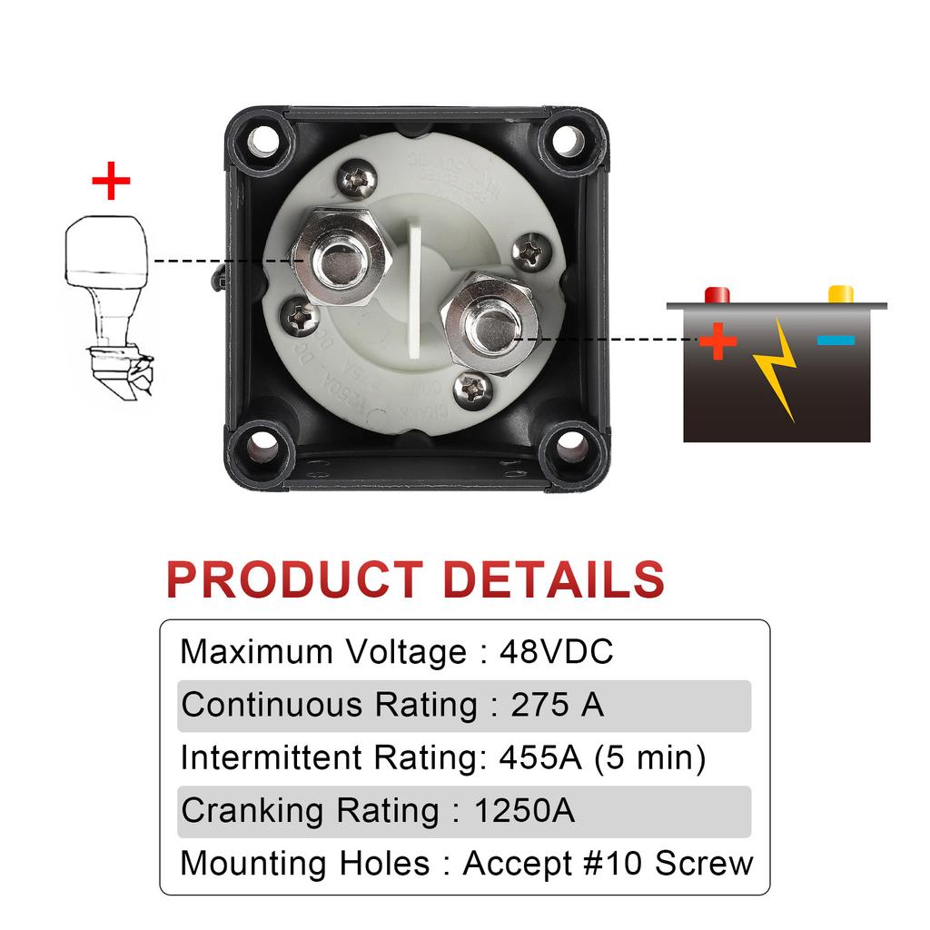 12V 300A Circuit Cutter for Camper Car Auto RV Marine Boat Key Battery Selector Isolator Disconnect Rotary Switch