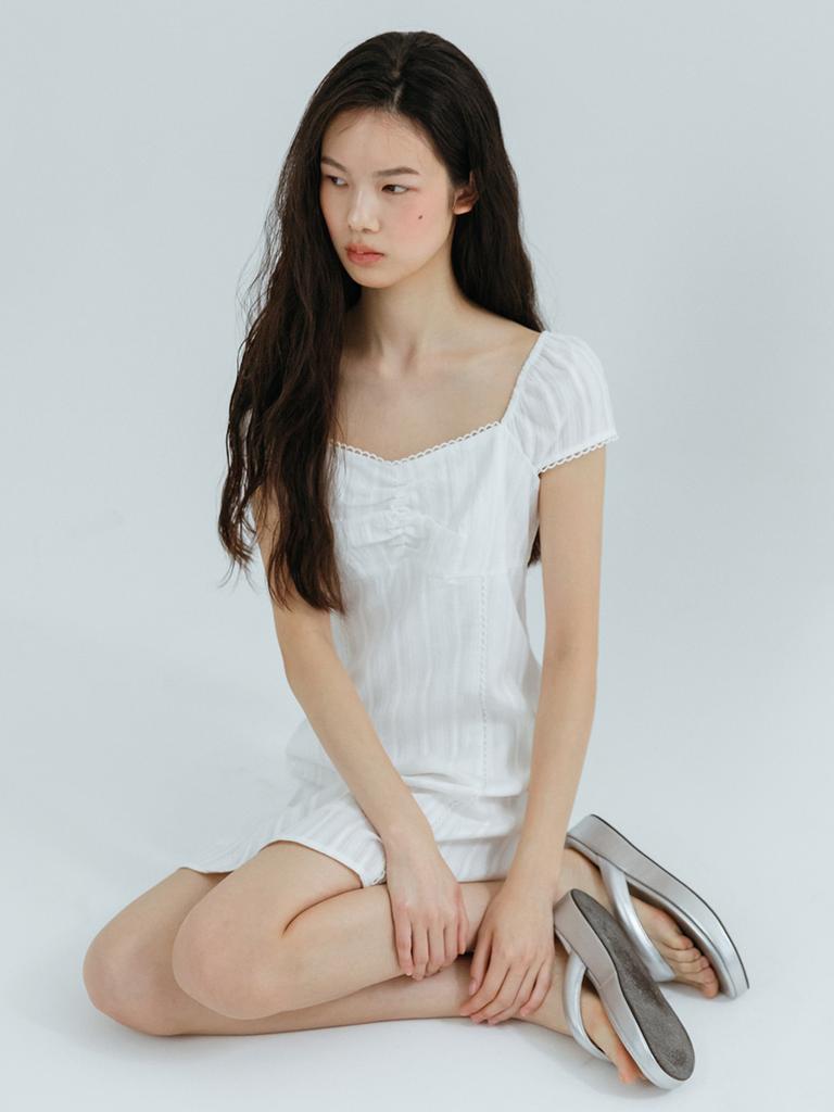 Etmont Lace Trimmed Mini Dress White