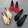 2025 Women's Pointed Toe Black Flats with Bow - Versatile Work Loafers
