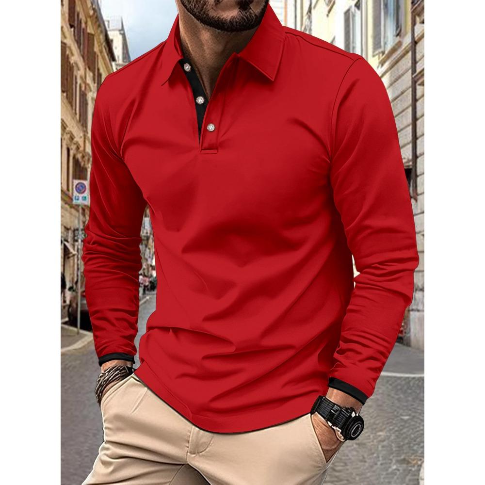 Spring and Autumn Men's Long Sleeved Casual Sports Polo Shirt