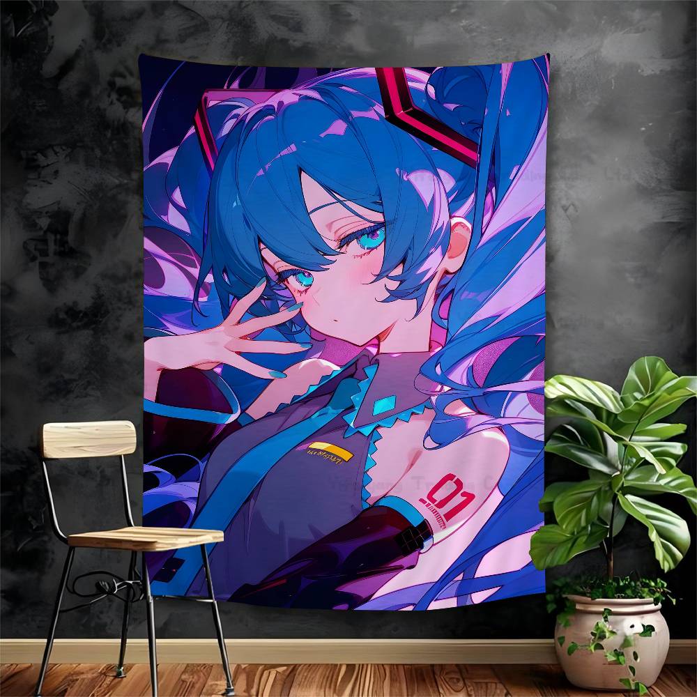 Virtual Idol HHatsunes MikU Colorful Tapestry Wall Hanging Bohemian Wall Tapestries Mandala Wall Hanging Sheets