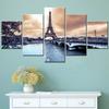 5 Piece HD Printed Poster Modular Canvas Wall Art Landscape Decoration Paris Eiffel Tower from the Seine Picture Home Decor